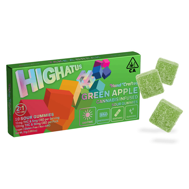 Highatus - Green Apple 2:1 THC CBD Gummies