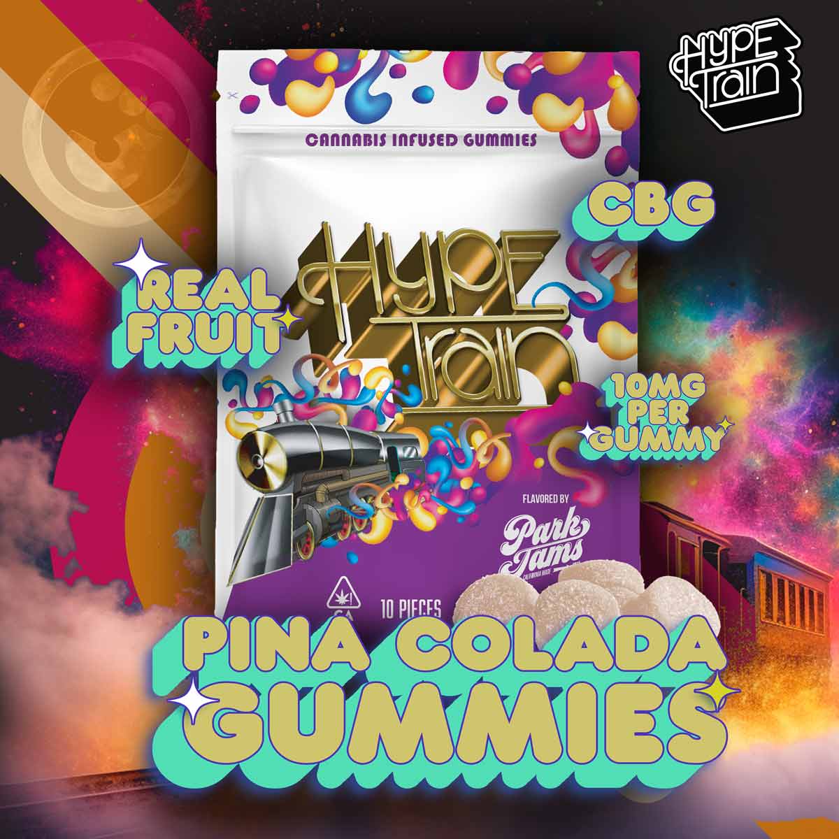 Hype Train - Pina Colada 2:1:1 THC:CBD:CBG Gummies 100mg