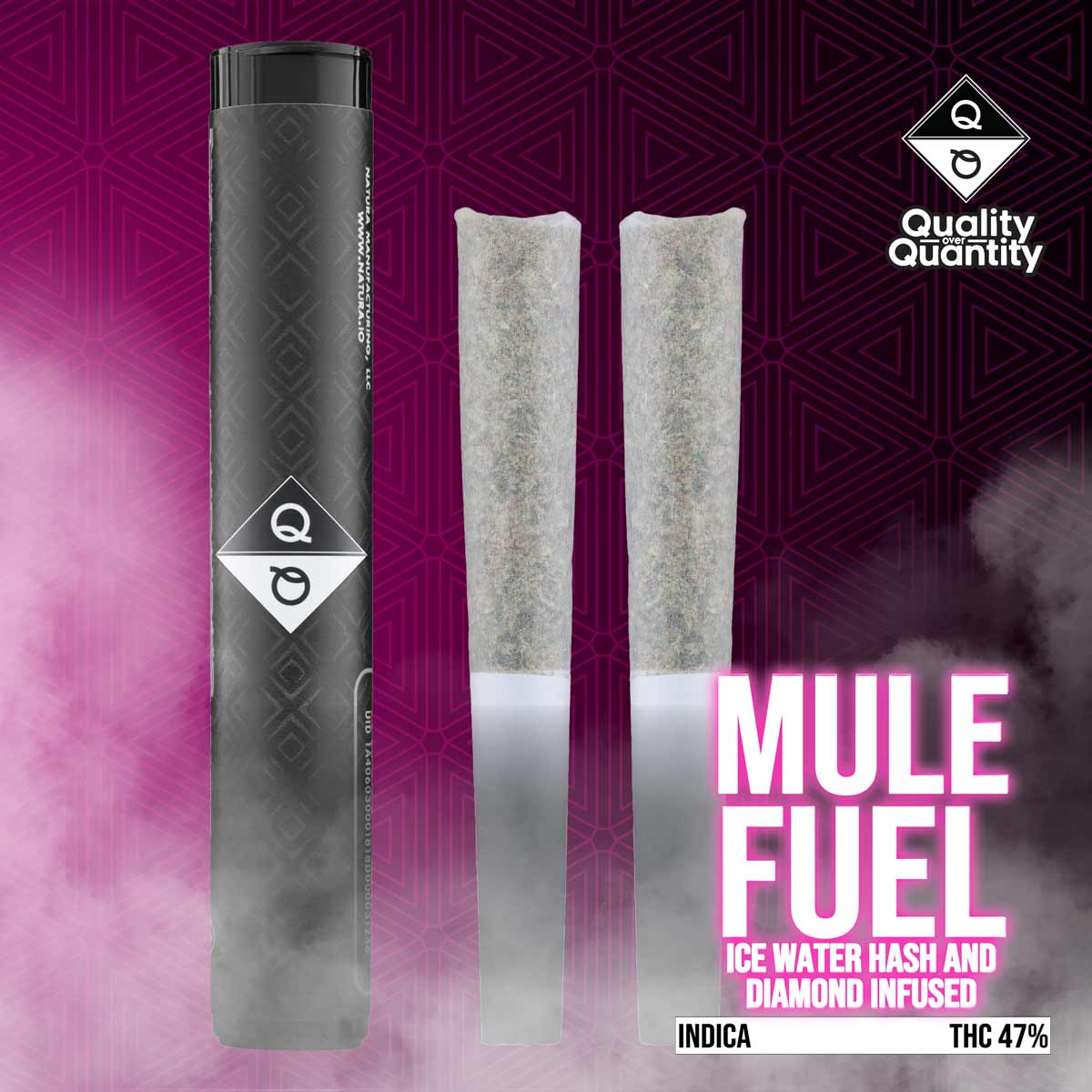 Quality Over Quantity - Mule Fuel Ice Water Hash and Diamond Infused Preroll 2pk 1g